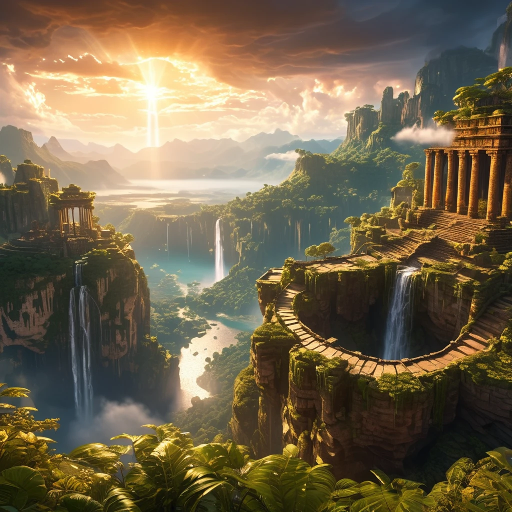 AI-generated epic fantasy landscape with mountains and ethereal atmosphere